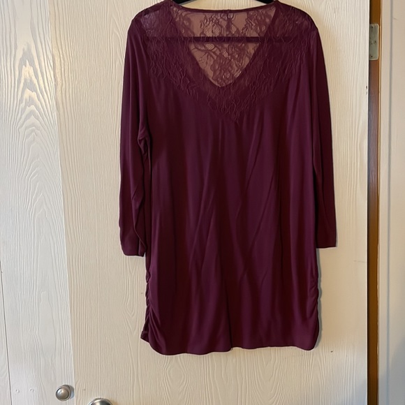 Vanity Wine color 3/4 sleeve shirt w/lace - Picture 2 of 6